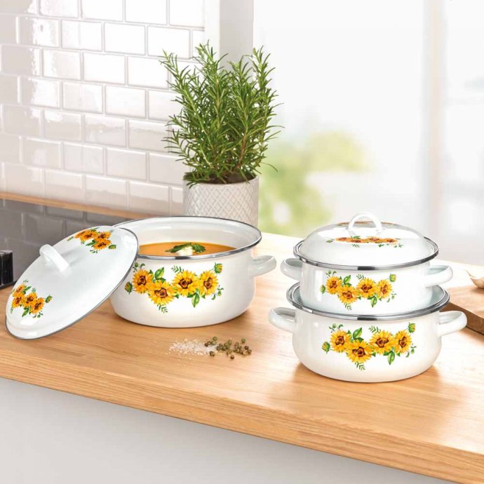 Emaille-Topfset „Sonnenblume”