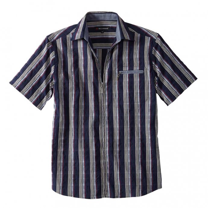 Seersuckerhemd mit Reißverschluss