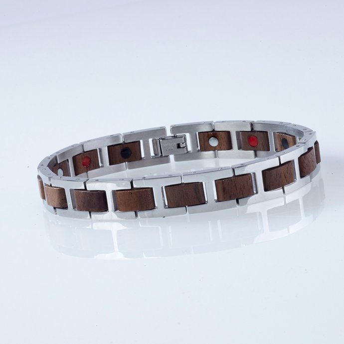 Bracelet magnétique cœur en bois