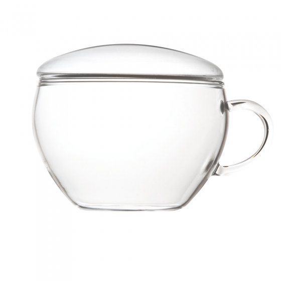 Glastasse mit Deckel 