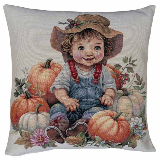 Housse de coussin "Fille citrouille" 