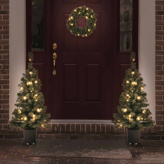 Sapin de Noël et couronne lumineux à LED 