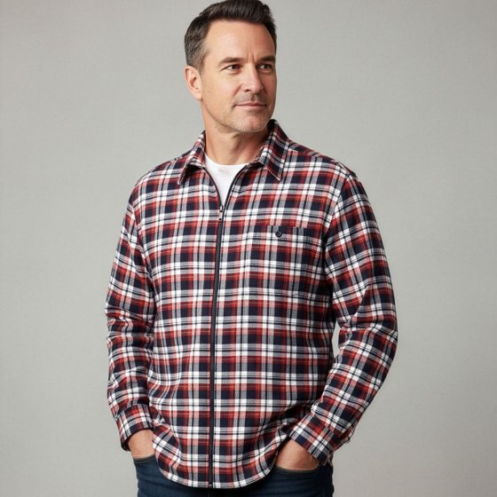 Chemise de flanelle zippée 3XL (47/48) | Rouge