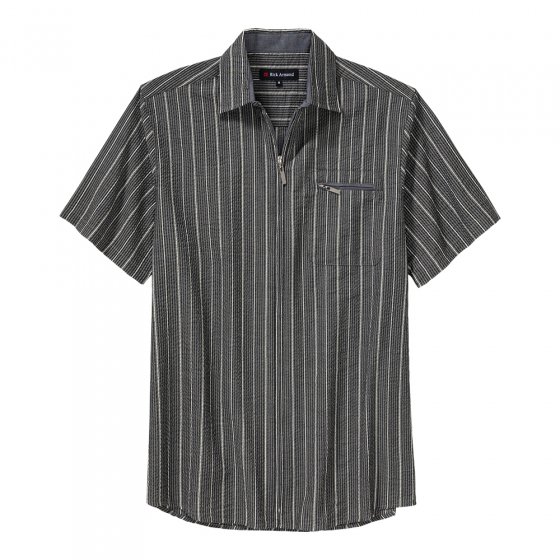 Seersuckerhemd mit Reißverschluss 3XL (47/48) | Dunkelgrau