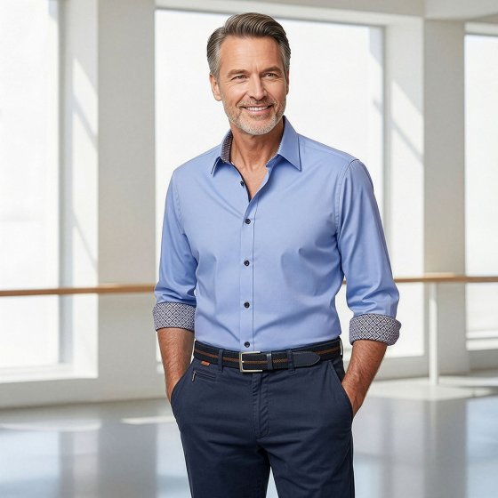 Chemise stretch contrastée 3XL (47/48) | Blanc