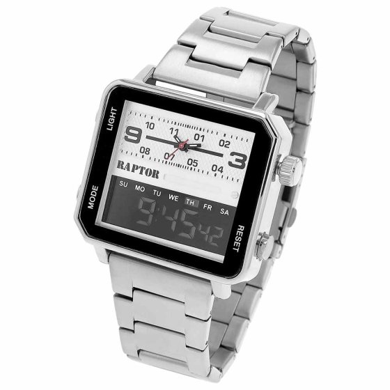 Analog-Digital-Uhr Silber