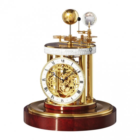 Pendule astrolabe laiton/acajou 