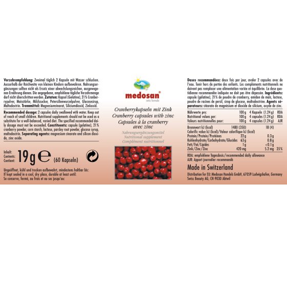 Capsules de cranberry 