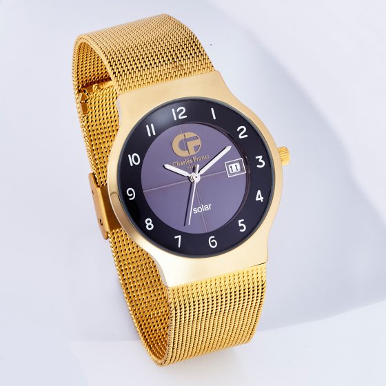 Montre plate solaire « Gold » 