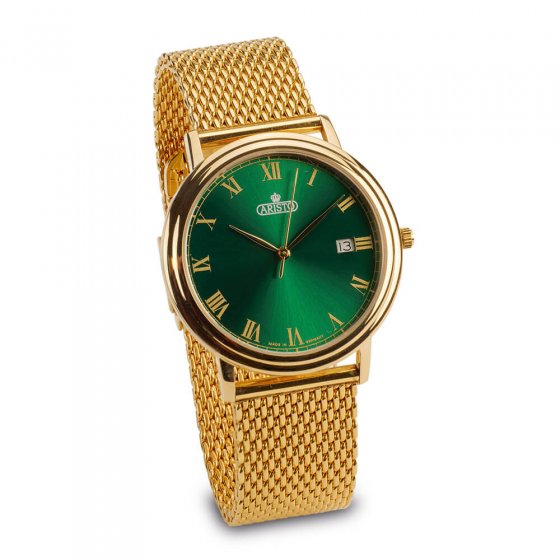 Montre homme plaquée or  "Green Baron II" 