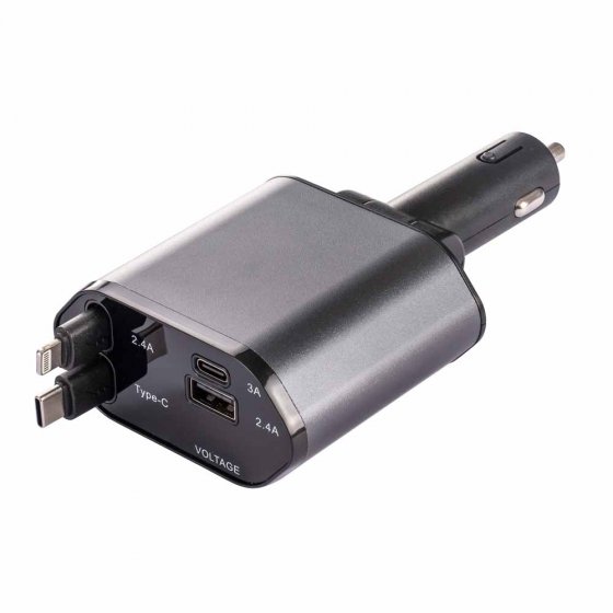 4-in-1 Auto-Ladegerät mit Kabeln 
