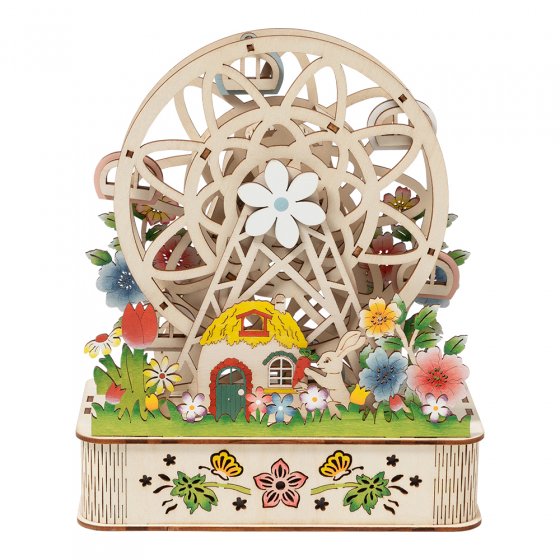 Grande roue tournante en bois 