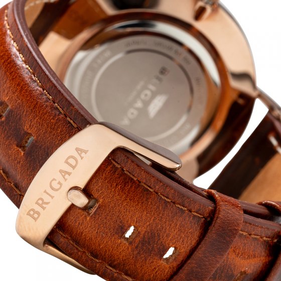 Goldene Herrenuhr Echtleder 