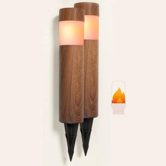Flammenleuchten in Holzoptik 