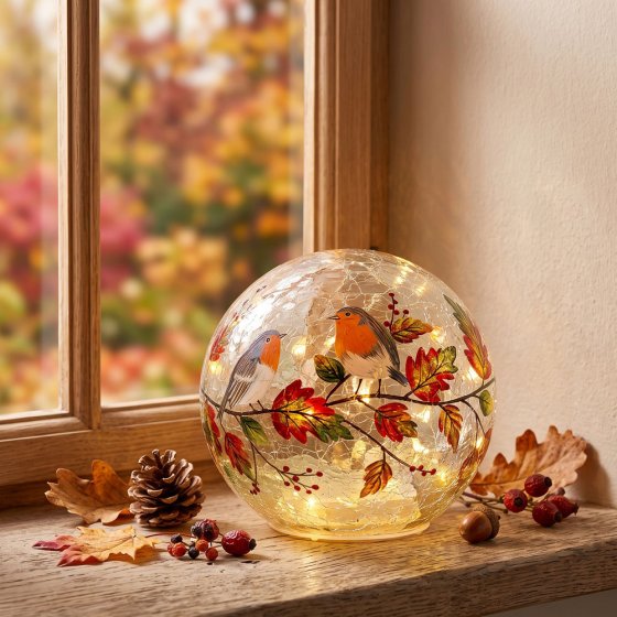LED-Glaskugel " Herbstzeit" 