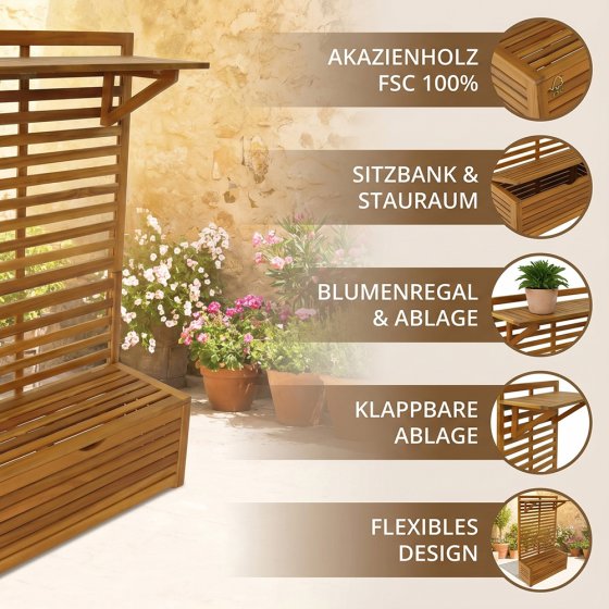 Blumenregal mit Sitztruhe 
