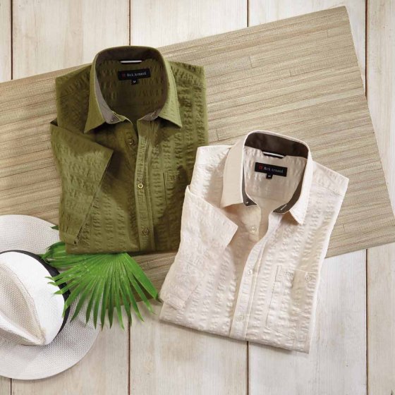Chemise en seersucker de coton 3XL (47/48) | Beige