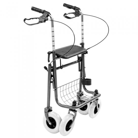 Déambulateur en acier avec plateau