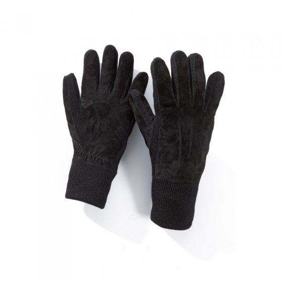 Gants cuir à empiècements en laine