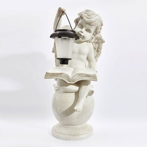 Statuette d'ange avec lanterne solaire