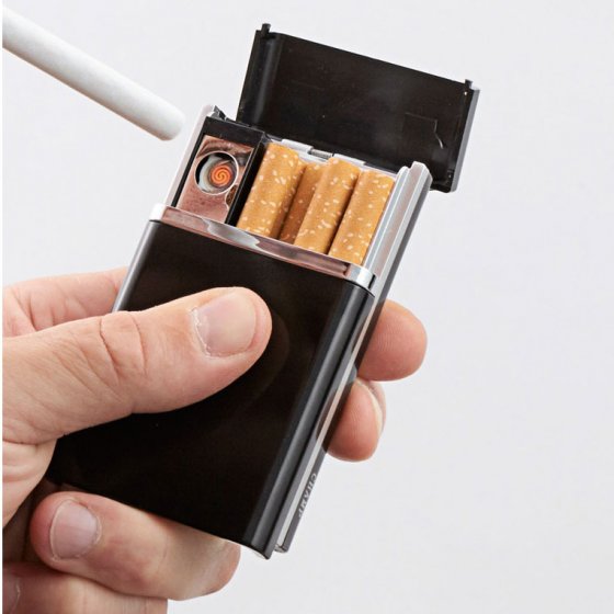 Etui à cigarettes avec briquet tempête intégré 