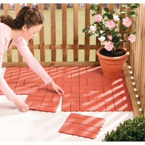 Boden-Systemfliesen „Terracotta” 12 Platten 