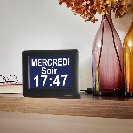 Horloge numérique date, jour et heure 