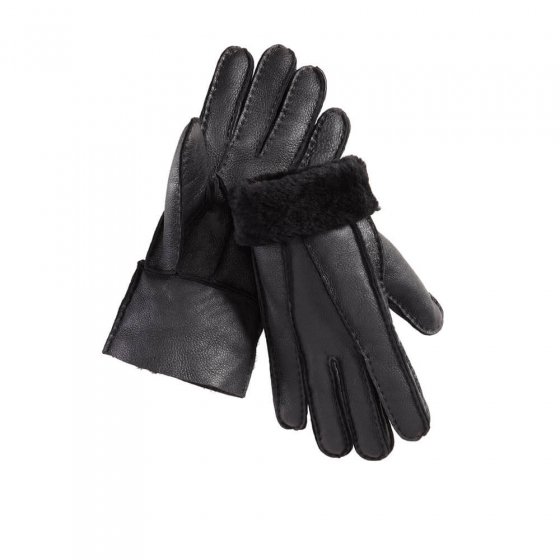Lammfell-Handschuhe, schwarz M | Schwarz
