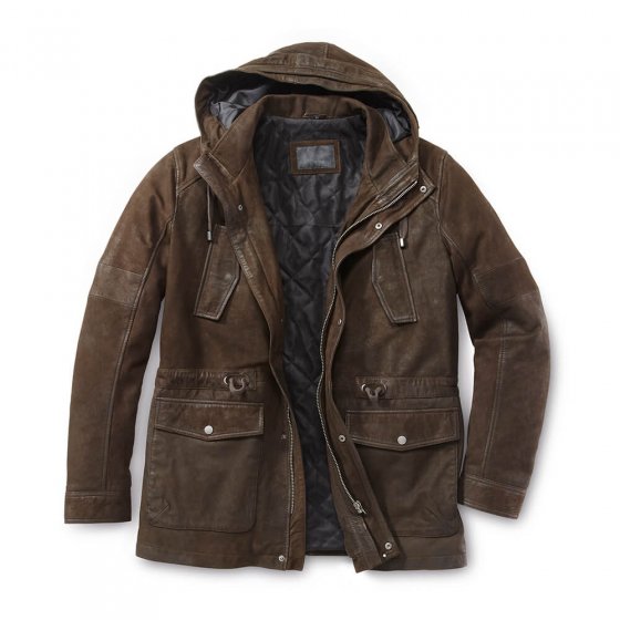 Leder-Parka,Braun 54 | Braun