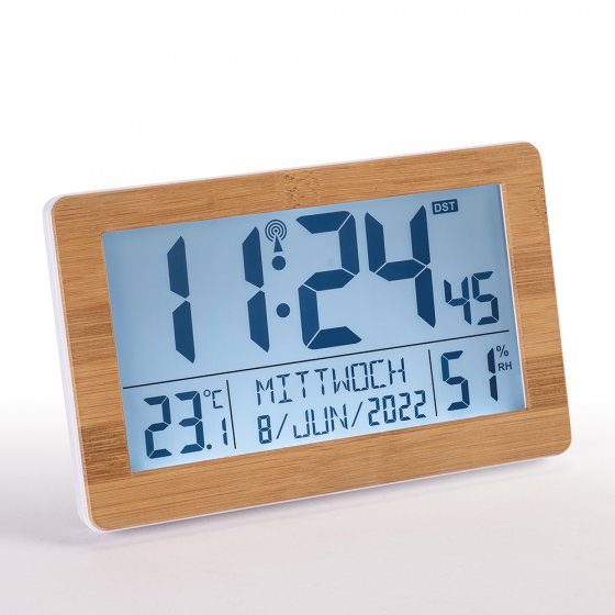 Horloge XL radiopilotée avec thermomètre/hygromètre 