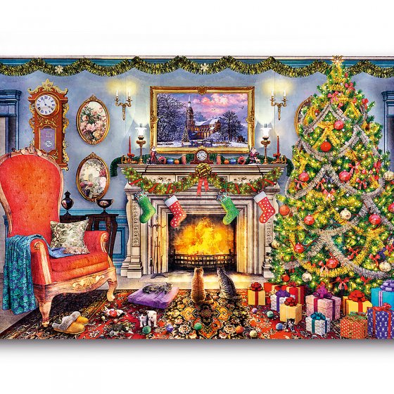 Puzzle en bois « Noël au coin du feu »