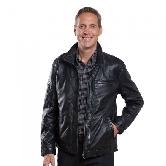 Veste en cuir nappa d'agneau 52 | Noir