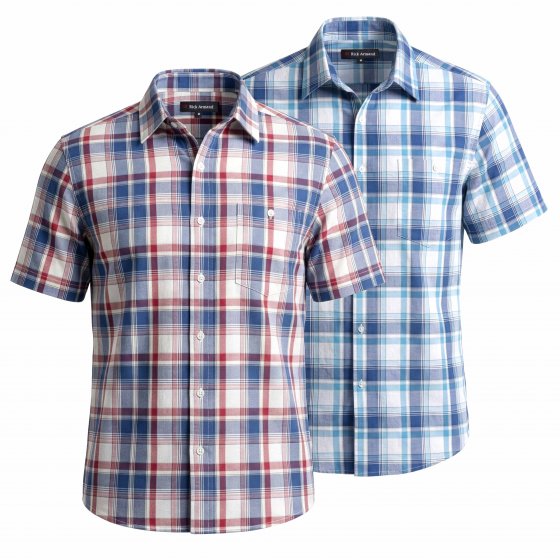 Pflegeleichtes Karohemd im Set 3XL (47/48) | Rot#Blau