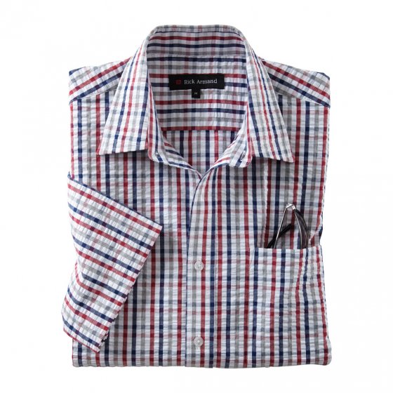 Seersucker-Hemd "Oxford" rot XL | Rot-kariert