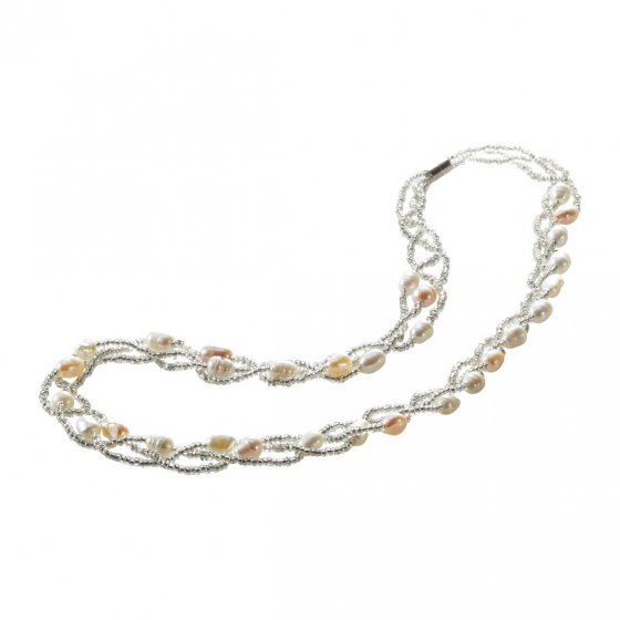Collier et bracelet glamoureux en perles d'eau douce 