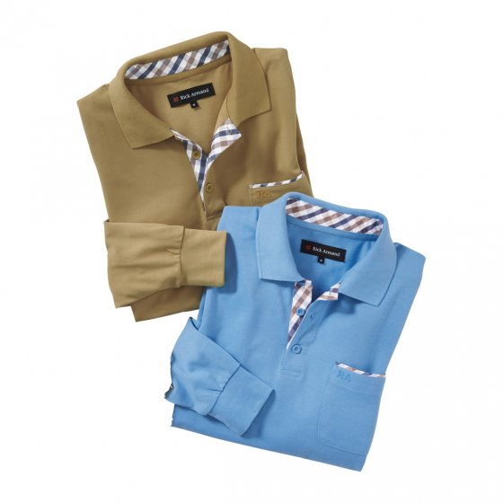 Pique Langarmshirt, camel M | Camel