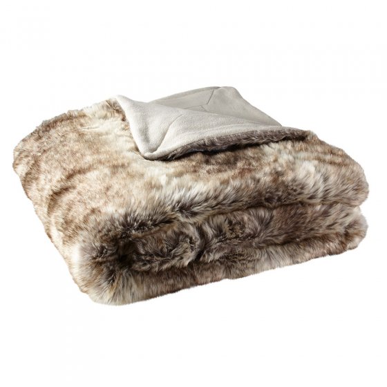 Fellimitat Wohndecke „Wolf” Braun