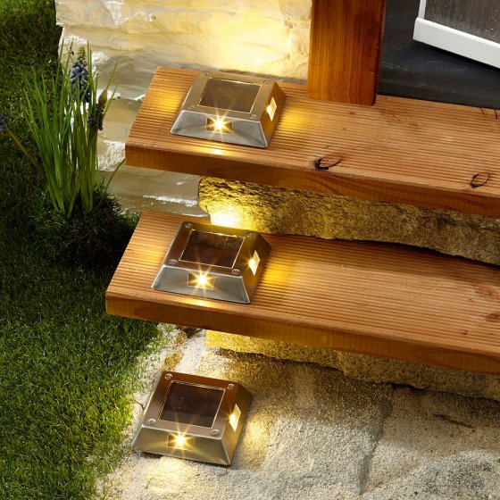Lampes de sol en inox Lot de 4