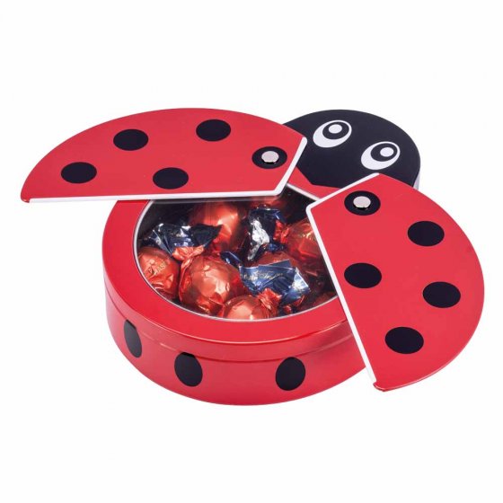 Boîte de chocolats en forme de coccinelle porte-bonheur