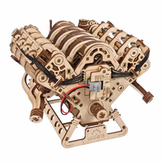Maquette en bois moteur V8 