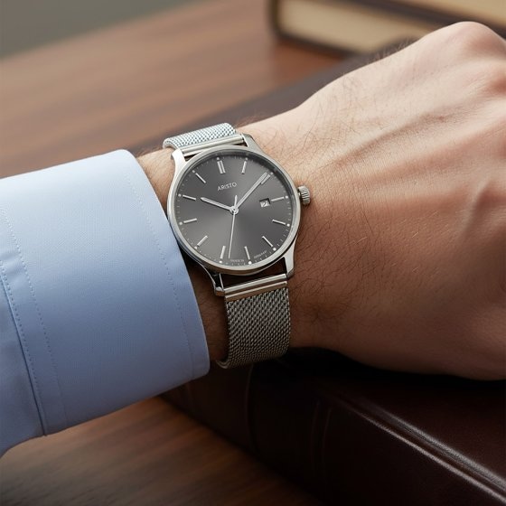 Herren Milanaise Uhr  Grau