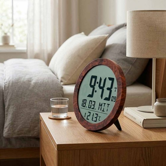 Funkuhr in Holzoptik 