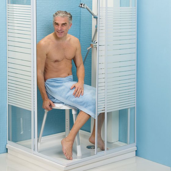 Tabouret de douche à assise rotative 