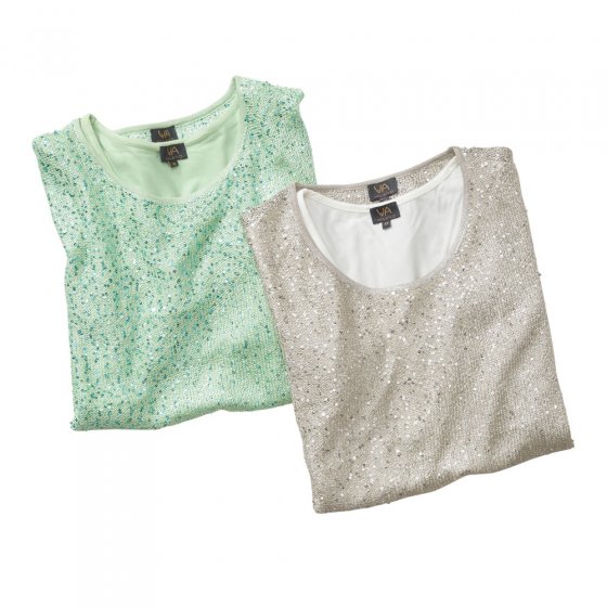 Pulli Glitzer mit Untertop,L 