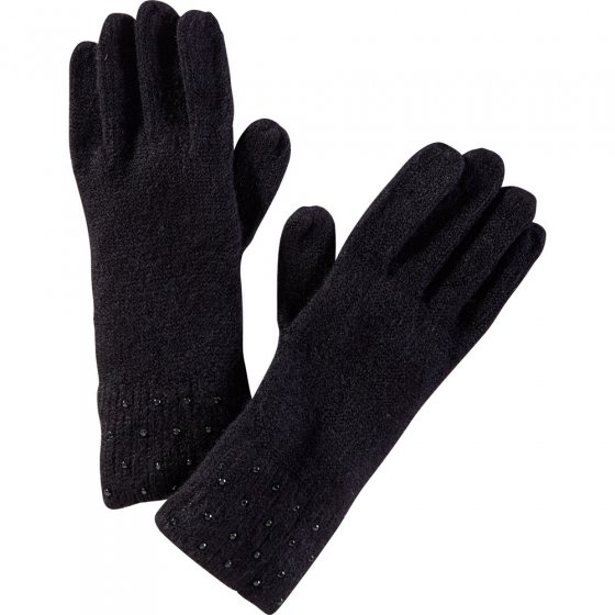 Handschuhe,Strick,Strass,creme | Schwarz