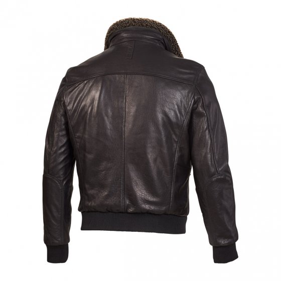 Blouson en cuir d'agneau de Nouvelle-Zélande 60 | Noir