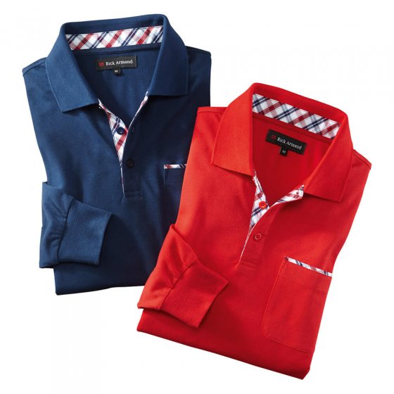 Langarm-Poloshirt, rot 3XL | Rot