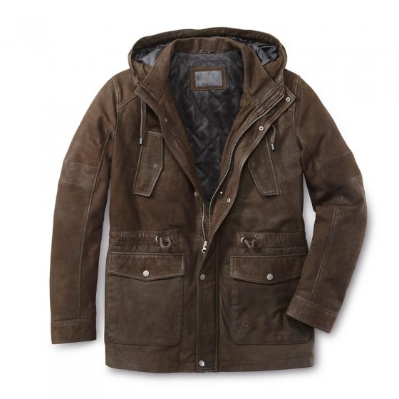 Leder-Parka,Braun 54 | Braun