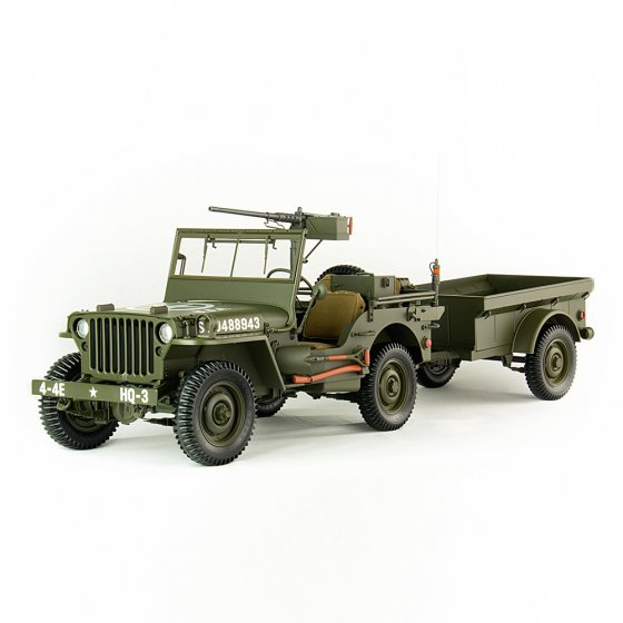 Willys Jeep MB mit Anhänger und Geschütz 