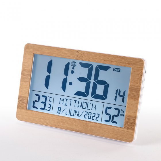 Horloge XL radiopilotée avec thermomètre/hygromètre 